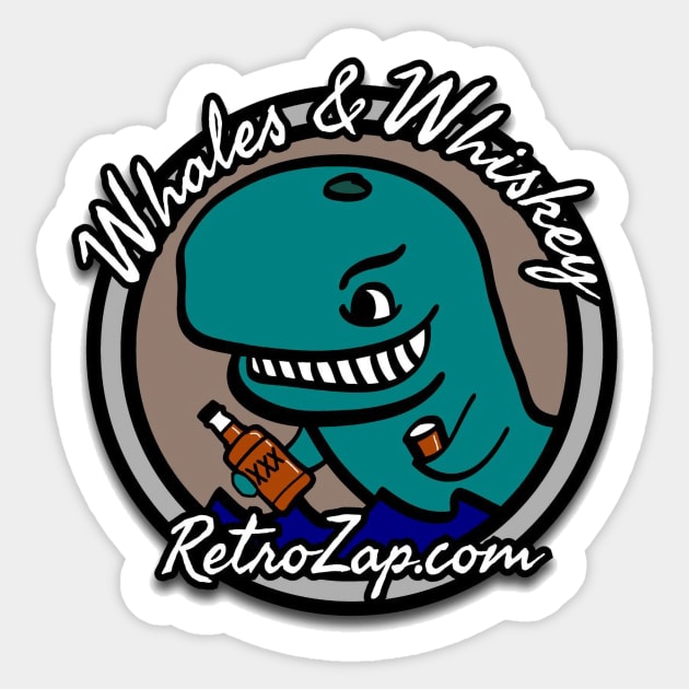 Whales and Whiskey Sticker by RetroZap